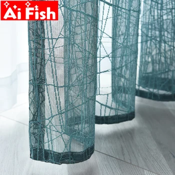 

Simple Modern Partition Plain Texture Curtains Water-crack Design Thickened Window screen Tulle Sheer For living room MY203#5