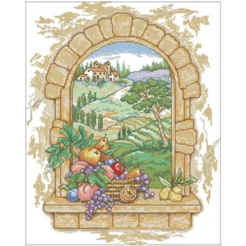 

Scenery outside the window patterns Counted Cross Stitch 11CT 14CT 18CT DIY Chinese Cross Stitch Kits Embroidery Needlework Sets