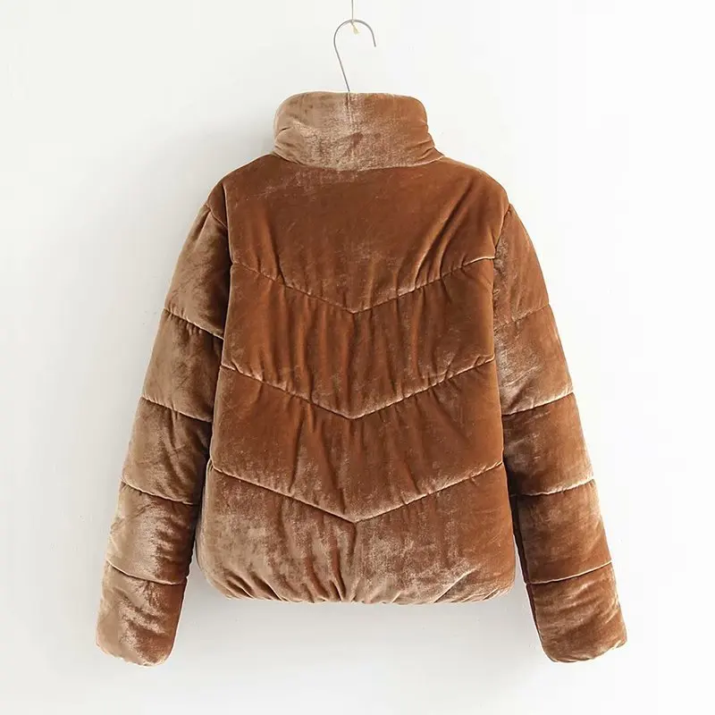 

2018 Autumn And Winter New Style Western Style Cotton Coat Stand Collar Solid Color Versitile Fashion down Coat Cotton-padded Cl