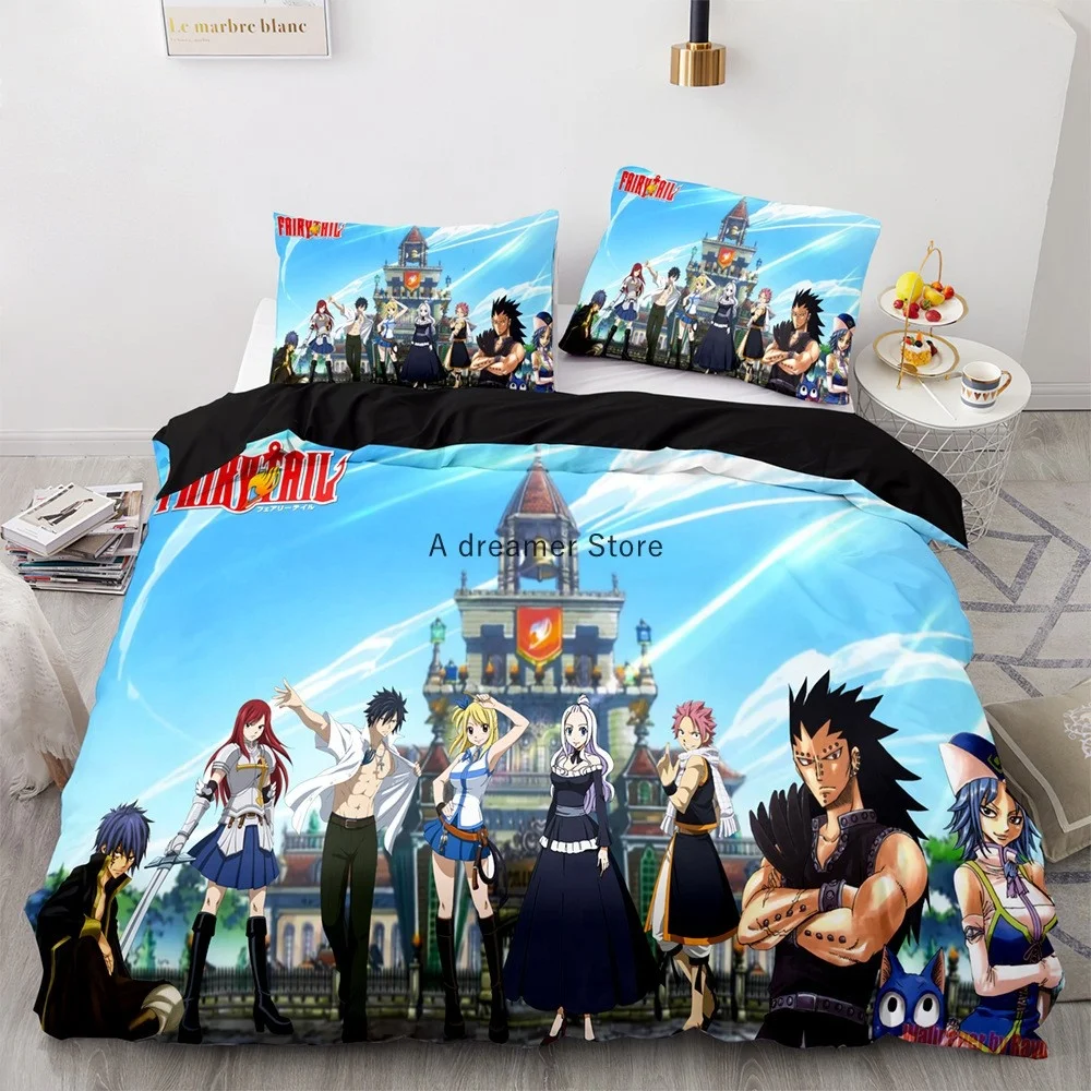 2022 New Style Anime Fairy Tail Duvet Cover Cartoon Kids Bedding Sets With Pillowcases Gift For Friend Decor Home Bedclothes