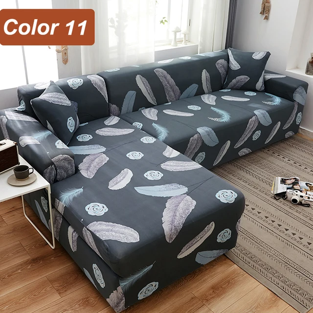 L-Shaped Sofa Cover Corner Sofa Slipcovers Elastic Chaise Cover 1/2/3/4 Seater Stretch Sectional Couch Armchair Cover Protector Color 11