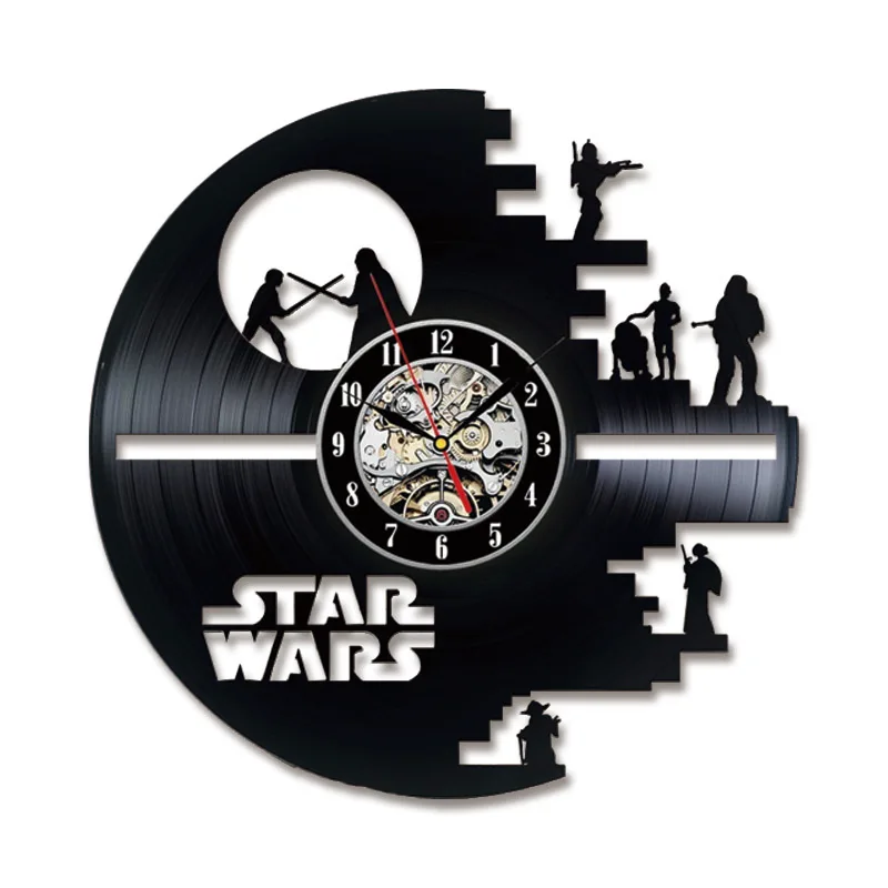 3D Виниловые настенные часы Star Wars Record LP полые часы в виде компакт-диска Декор для дома подвесные настенные часы Креативный и античный стиль светодиодный часы