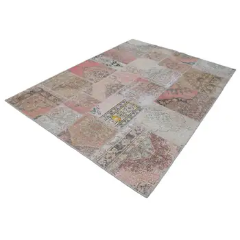 

172x237 Cm Beige Handmade Patchwork Rug-6x8 Ft