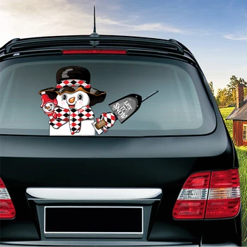 

Snowman wearing black hat Waving Wiper Decals PVC Car Styling Rear Window Wiper Stickers Rear Windshield Stickers Car Stickers