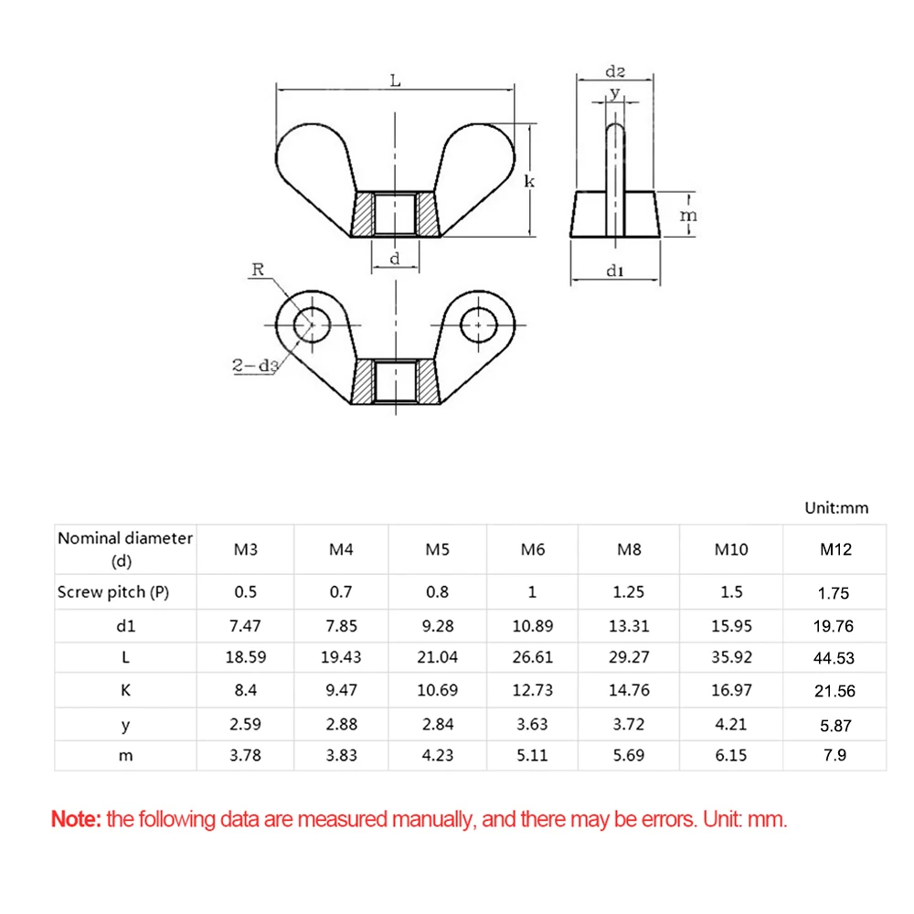 DIN315 бабочка-гайка 304 нержавеющая сталь гайка ручной винт гайки M12
