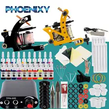 Полный комплект татуировки 2 Пулеметы набор 20 цветов тату чернила наборы черный блок питания, иглы перманентные тату машинка для макияжа Набор