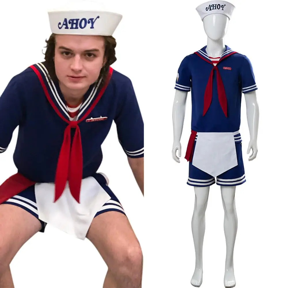 

Steve Harrington Costume Stranger Things 3 Robin Scoops Ahoy Cosplay Adult Uniform Working Sailor Suit Halloween Carnival