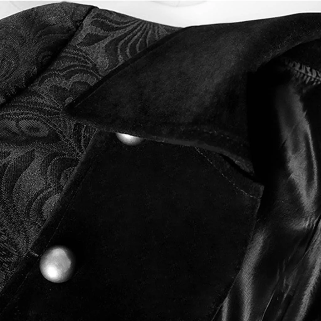 Модный мужской зимний стимпанк костюм пальто стоячий воротник однобортный пиджак мужской Ретро Печатный Готическая Униформа фрак
