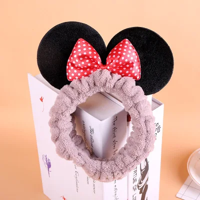 Cute dimicie mickey minnie bow ear wash face hair band mouse cartoon headdress hair Accessories hair band - Цвет: Серый