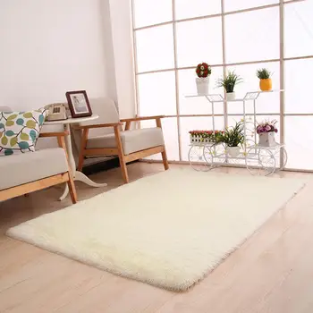 

Best Price Fluffy Rugs Anti-Skid Shag Area Rug Dining Room Utensils Bedroom Carpet Floor Home Mat Accessories D7V2
