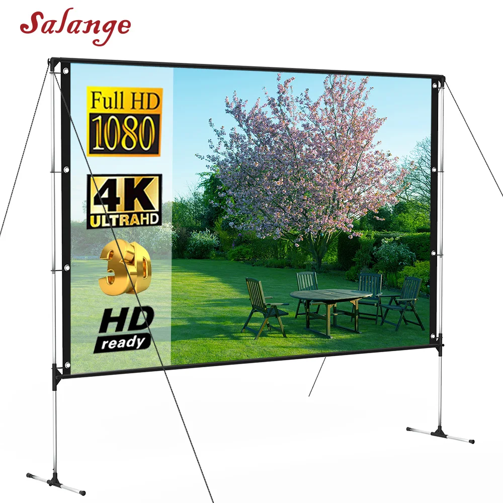 Открытый экран для проектора с подставкой 100 дюймов 16:9 8K 4K Ultra HD 3D быстрый складной