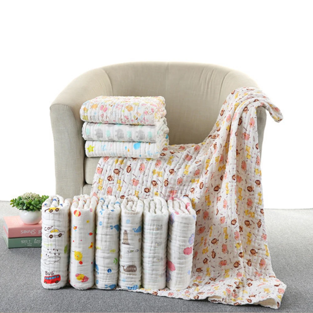 

Newborn Blankets Soft Muslin Cotton Bath Gauze Infant Wrap Sleep Sack Baby Swaddles 6 Layers Stroller Cover Mat Pad