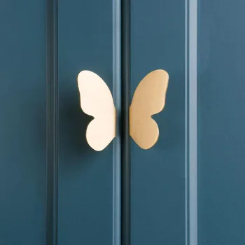 

Qiansi Brass Handles for Furniture Mini Butterfly Drawer Button Cabinet Pull Handle High Quality Metal Pulls Brass Cupboard Knob