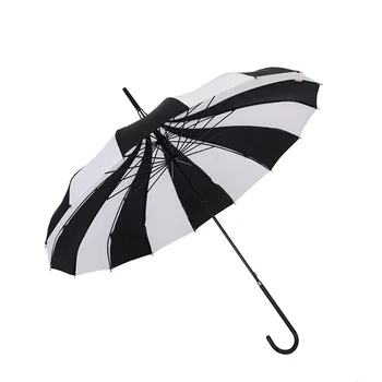 

16k Black And White Tower Pagoda Rain Umbrella For Women Big Large long Handle Gothic Classical Windproof Waterproof Umbrella