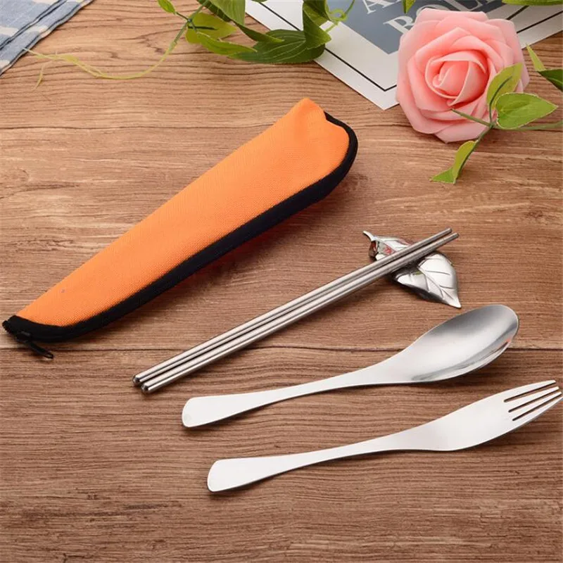 

Stainless Steel Cutlery Set Solid Fish Tail Shape Fork Dinner Tableware Set Portable Tableware Case Kit For Students Camping