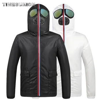 

Protective Coverall Men's Jacket Slim Casual Coat Mens Full Face Mask Hooded Zipper Outwear Brand Fashion Coats Male Outerwear