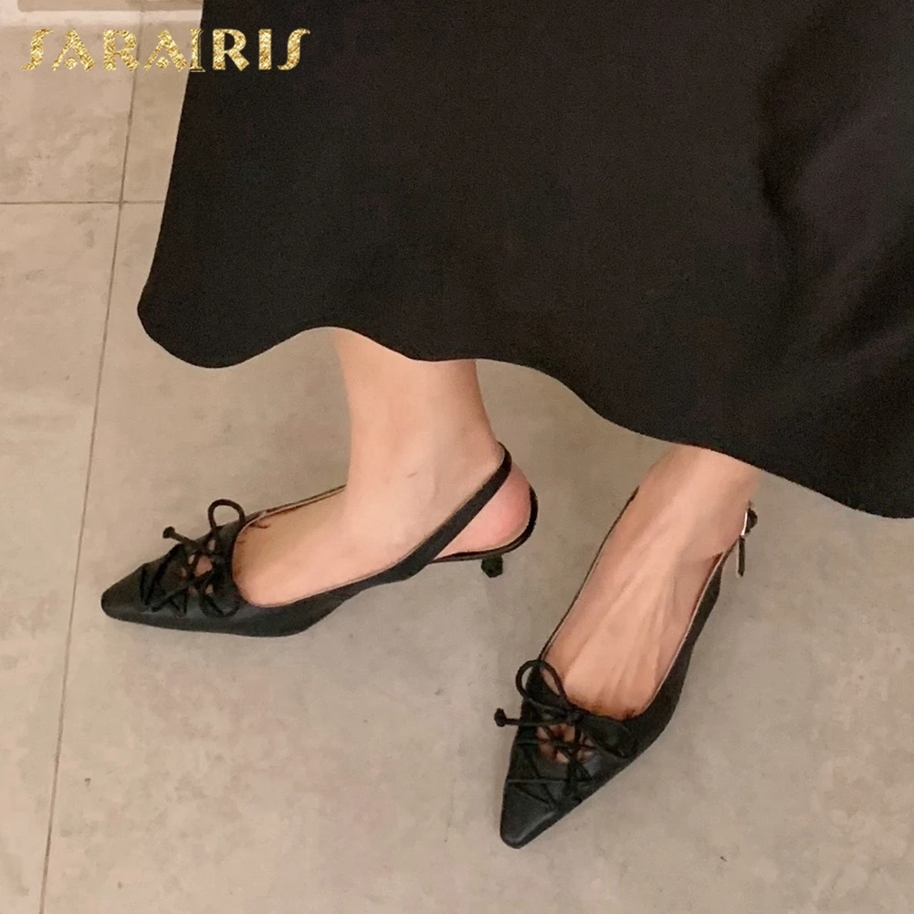 

Sarairis 2020 New Design Hot Genuine Cow Leather Thin Heels Concise Shoes Woman Sandals Buckle Strap Elegant Sandals Women Shoes