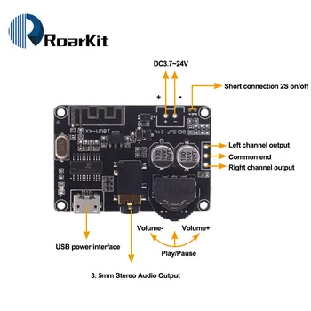 

Bluetooth 5.0 Bluetooth stereo audio decoder board modules wide voltage adjustable volume speaker amplifier XY-WRBT