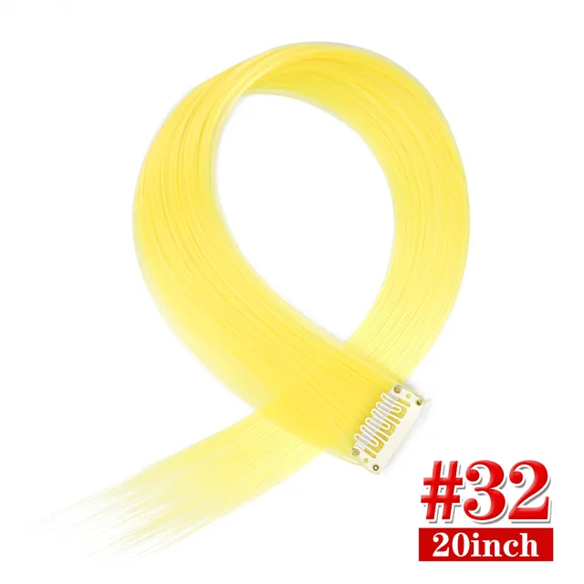 Clip in Hair Extensions Highlights Straight Long Hairpiece Hair Accessories for Girls Women Kids Doll Hair Pieces Wigs Pieces 32