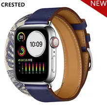 Кожаный ремешок Double tour для apple watch, ремешок для apple watch 5, 4, 3, ремешок 44 мм, 40 мм, correa iwatch 42 мм, 38 мм, ремешок для часов correa