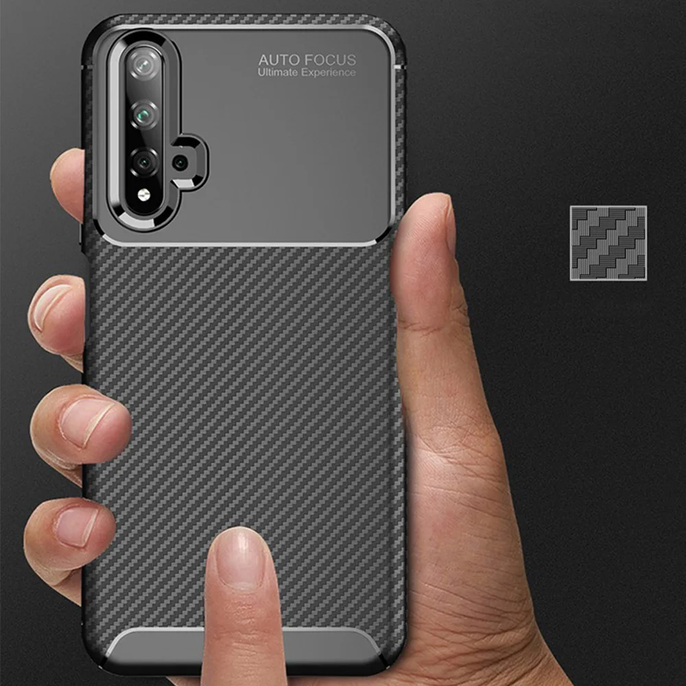 Чехол для huawei Nova 5 T 5 T, роскошный, из углеродного волокна, с защитой от падения, мягкий, ТПУ, защитный чехол для huawei Honor 20 Honor20 Pro Nova5T Couqe
