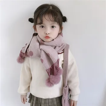 

Colorways Autumn Winter Unisex Kid Tassel Pompom Cashmere Scarf Baby Neck Warmer Scarves Soft Handfeeling Snood