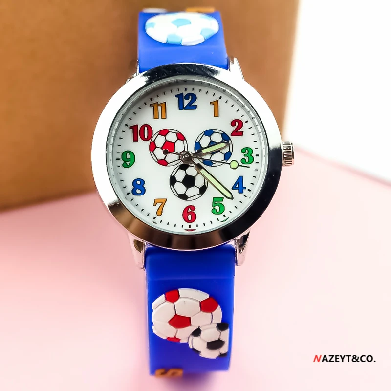 

Часы Детские с силиконовым циферблатом, милые Мультяшные Спортивные Светящиеся 3d-часы с футбольным циферблатом для маленьких мальчиков и девочек