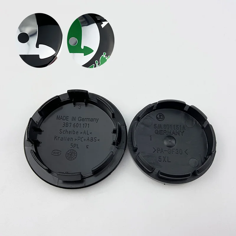 4 unids/lote 56mm 65MM negro coche plateado tapas para cubo de rueda centro para Skoda Octavia Fabia Superb rápido Yeti 5JA601151A 1J0601171
