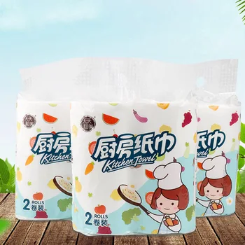

1 Pack/2 Roll Kitchen Paper Towel Roll Strong Oil-absorbing Tissue Water Absorption Soft High Toughness New JDH99