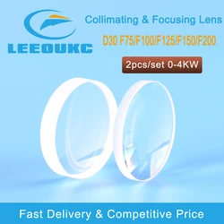 Fiber Laser Collimator & Focus Lens D30 F75/F100/F125/F150/F200 2Pcs/Set for Raytools WSX Bodor Laser Head BT240S BM111