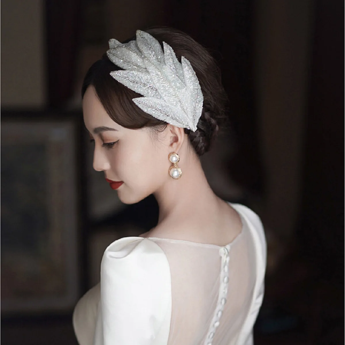 Original Crystal Leaf hairband women Headband Bridal tiara Sample Wedding hair Accessories