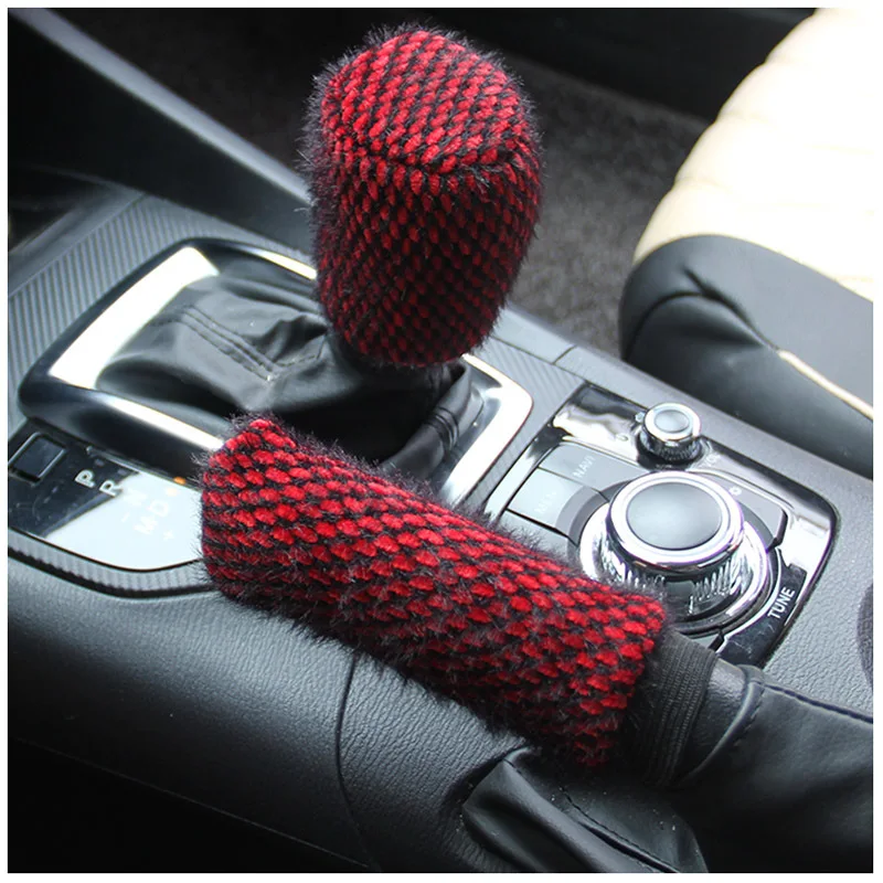 

2PCS Universal Sweater Hand Brake Set Gear Set Comfortable Warm Hand Brake Gear Shift Collars Set For Manual Car