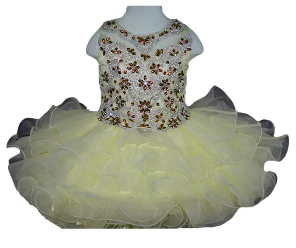 Вокруг шеи из бисера для маленьких девочек Miss National Pageant TuTu Cupcake для малышей Мини Детские праздничные платья на день рождения
