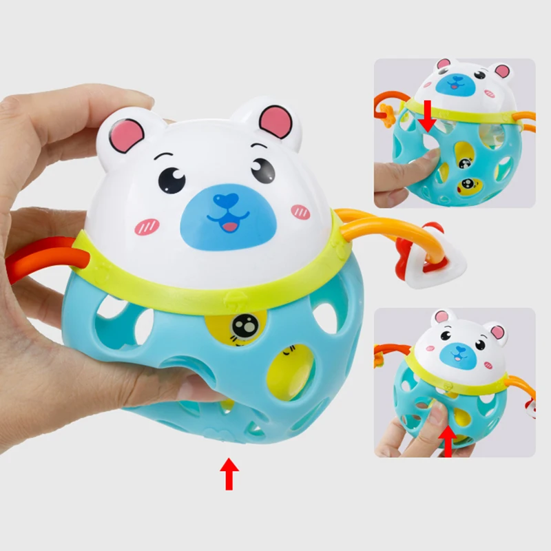 0 12 Months Baby Rattles toy Intelligence Grasping Gums Plastic Animal Music Hand Shake Toy Early 5