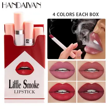 

4Pcs/set Lipstick Creative Cigarette Lipstick Set Matte Stick Color Lasting 4 Makeup Tube Matt Waterproof Nude Lip Long Red C8I3