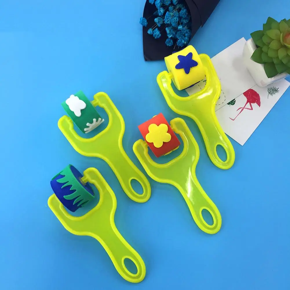 4 шт. креативные цветочные звезды губка ролик кисти DIY Инструменты для рисования детские игрушки Мини уплотнение Развивающие игрушки для детей