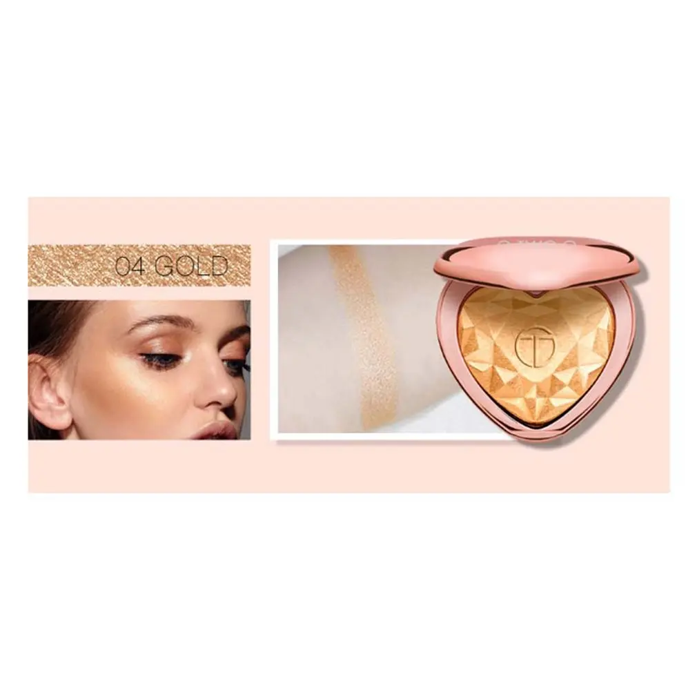 Heart-shaped High Gloss Powder Concealer Brightens Skin Color Makeup Face Contouring Lasting Powder Concealer Makeup Tools - Color: 4