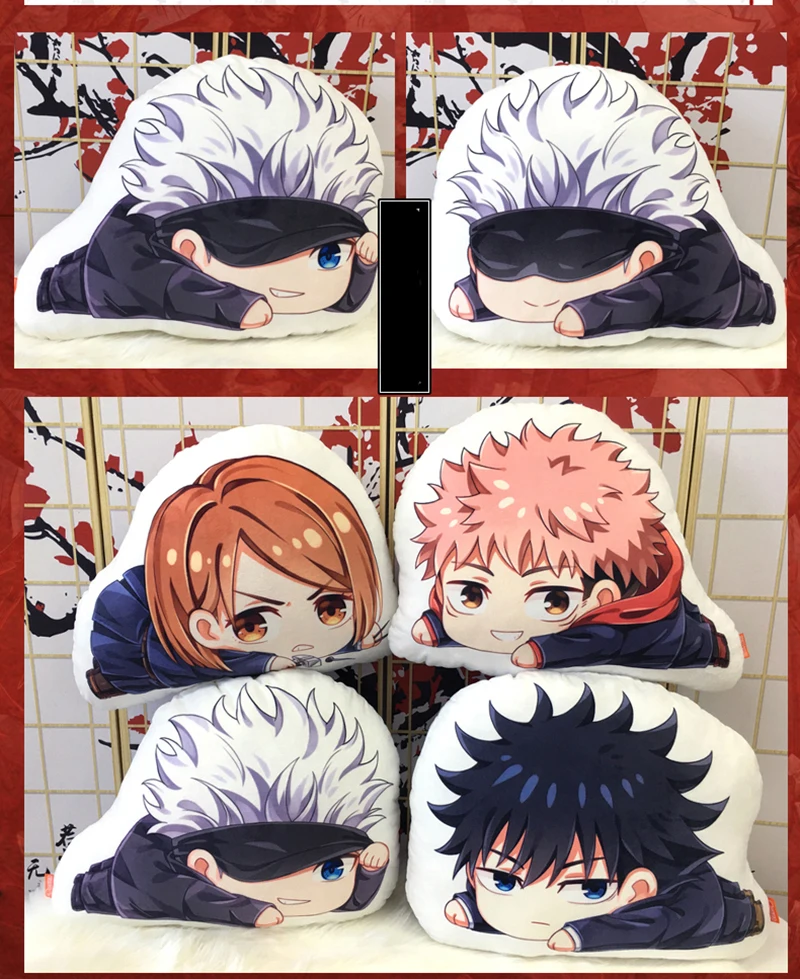 1 PCS Anime Jujutsu Kaisen Cosplay Pillow Soft Plush Yuji Itadori Costume Double Side Printed Doll Cushion 33x45cm