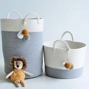 

Big Size Cotton Thread Woven Clothes Storage Basket Convenient and Practicalcan for Organizer Clothes Toys Art Materials