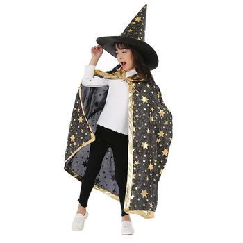 

Children Halloween Costumes Witch Wizard Cloak With Hat Cosplay Set Costumes Party Clothes For Kids Children Girls Boys Supplies