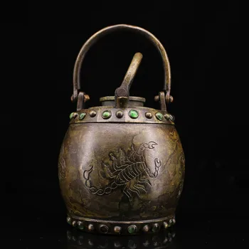 

wedding decoration China's old pure copper all copper Republic of China hand made inlaid gemstone teapot kettle