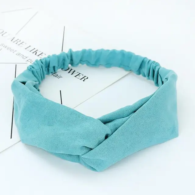 2021 Women Solid Headband Turban Elastic Headwear Head Wrap Women Hair Accessories for Women Striped Hair Bands skyblue1