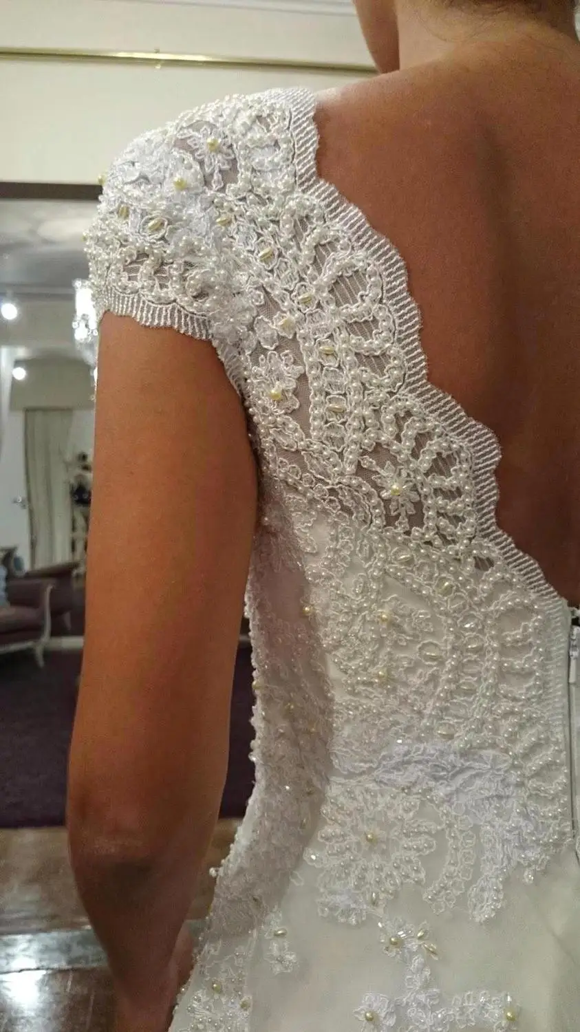 Vestido De Noiva популярное ТРАПЕЦИЕВИДНОЕ сексуальное с открытой спиной аппликационные жемчужины для кружева Расшитое бисером свадебное платье платья для матери невесты
