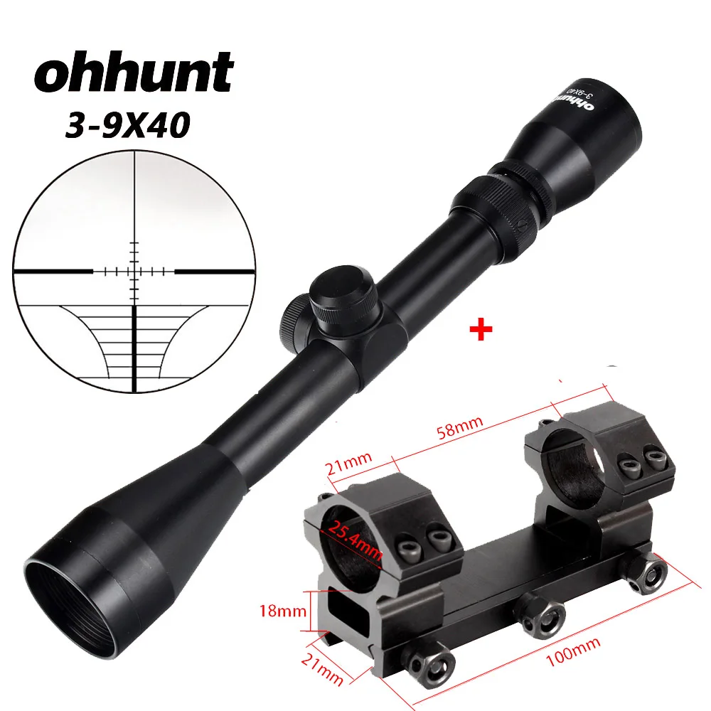 Ohhunt 3-9X40 охотничий Воздушный прицел для винтовки провод дальномер Сетка арбалет или Mil точка прицел тактический оптический прицел - Цвет: Picatinny Bracket