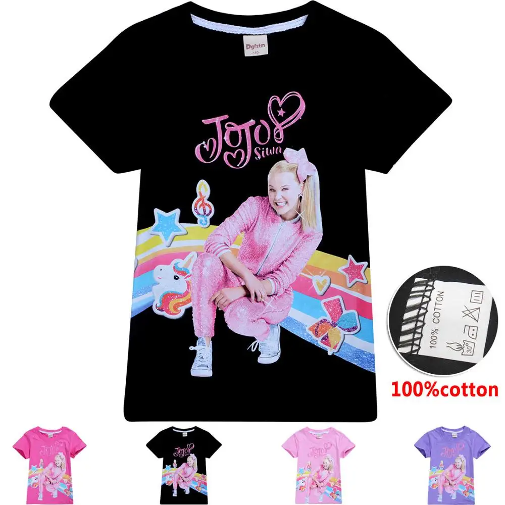 Детская летняя футболка одежда для мальчиков и девочек jojo siwa с короткими