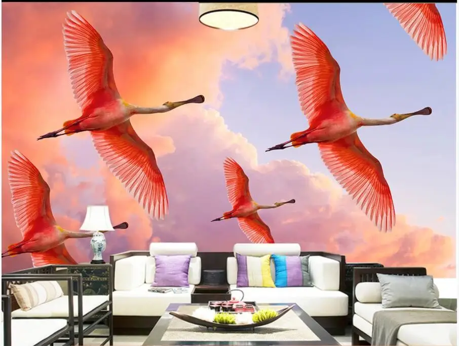 

3d photo wallpaper custom mural Modern minimalistic flamingo living room home decor 3d wall murals wallpaper for walls 3 d
