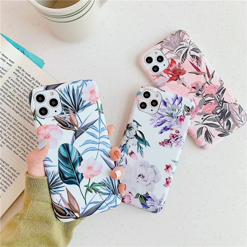

ottwn Floral Patterned Phone Case For iPhone 11 X XR XS Max Soft Silicon Back Cover For iPhone 6 6S 7 8 7Plus Flower Fitted Case