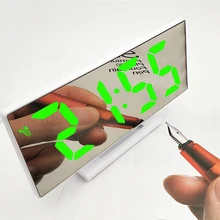 

Digital Alarm Clock LED Mirror Clock Multifunction Snooze Time Night Light Table Desktop USB Charging Cable Home Dormitory