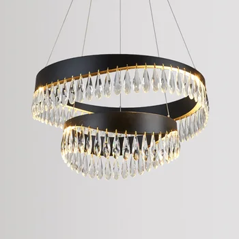 Modern Round Gold/Black Crystal Hanging Designer Chandelier 3