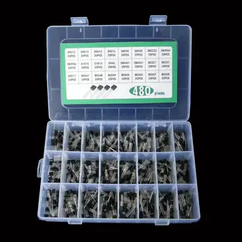 

24 Values 480Pcs Npn Pnp Transistor To-92 Power Transistor Assortment Kit Transistor Pack Three Pin Transistors
